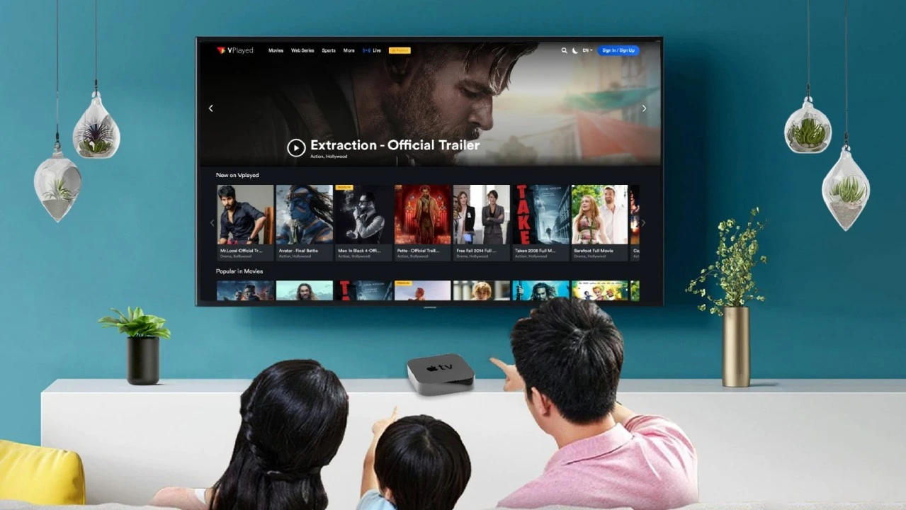 IPTV Box Canada streaming on a smart TV in a modern family living room